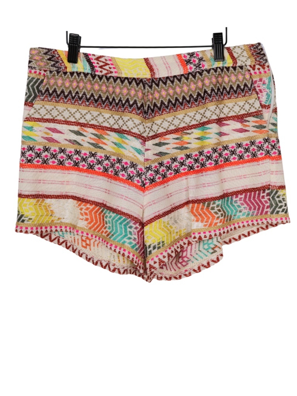 Quinn Multicolor Jacquard Woven Boho Shorts Size Large